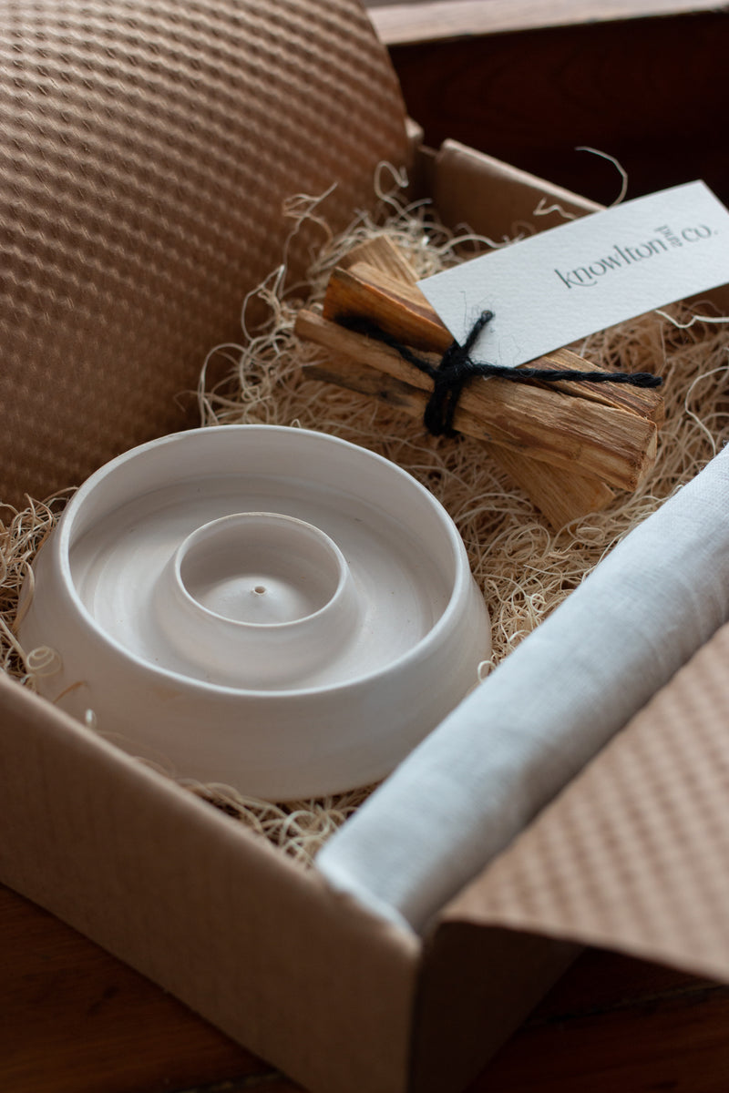 The Serene Kit : Palo Santo + Incense + Handcrafted pottery