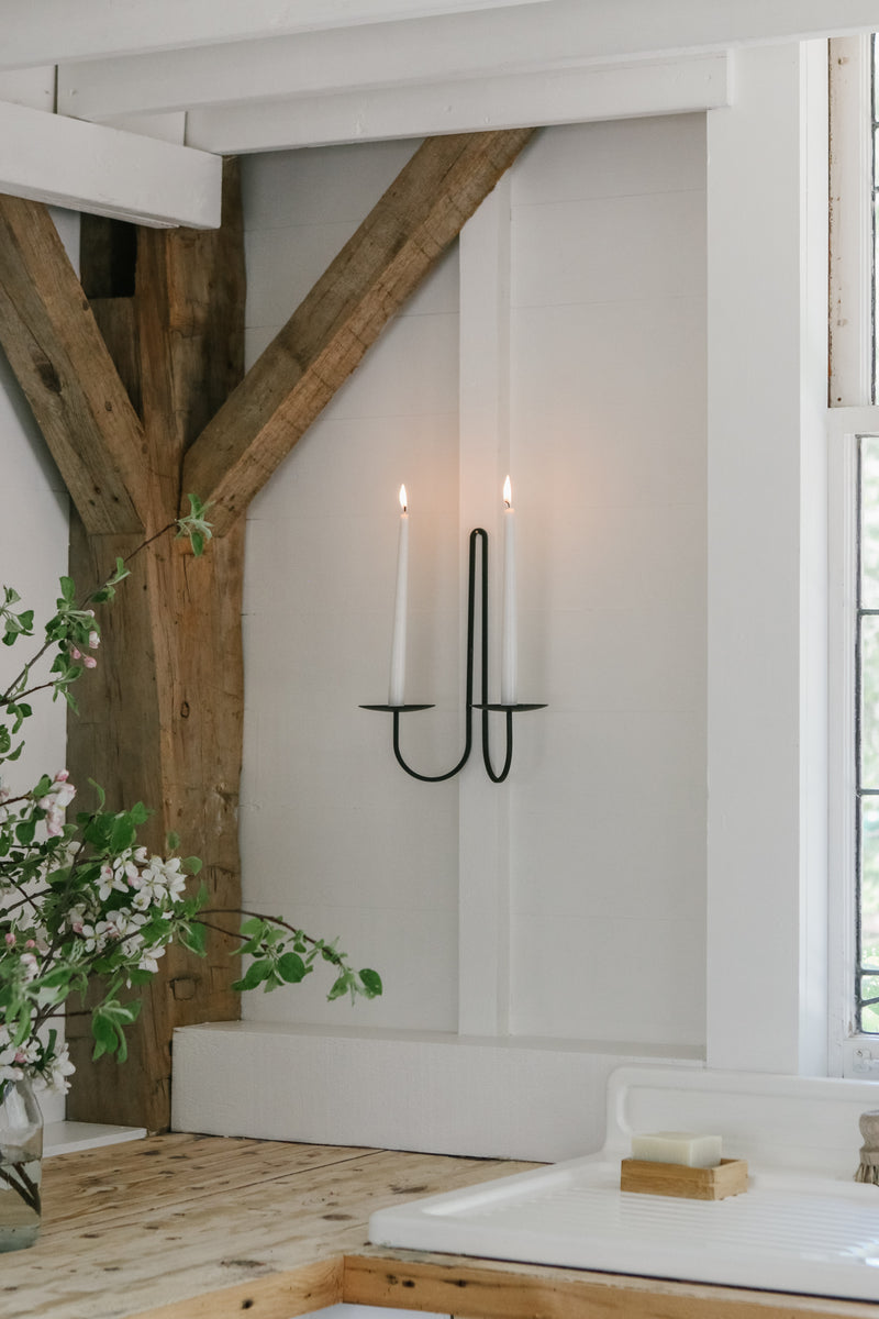 Iron Double Arm Candle Wall Sconce
