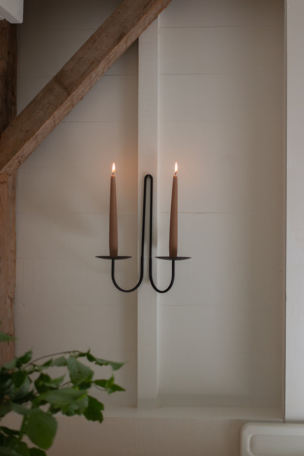 Iron Double Arm Candle Wall Sconce
